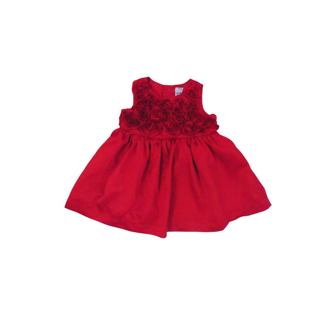 Carter's red satin dress rosettes size 3 months